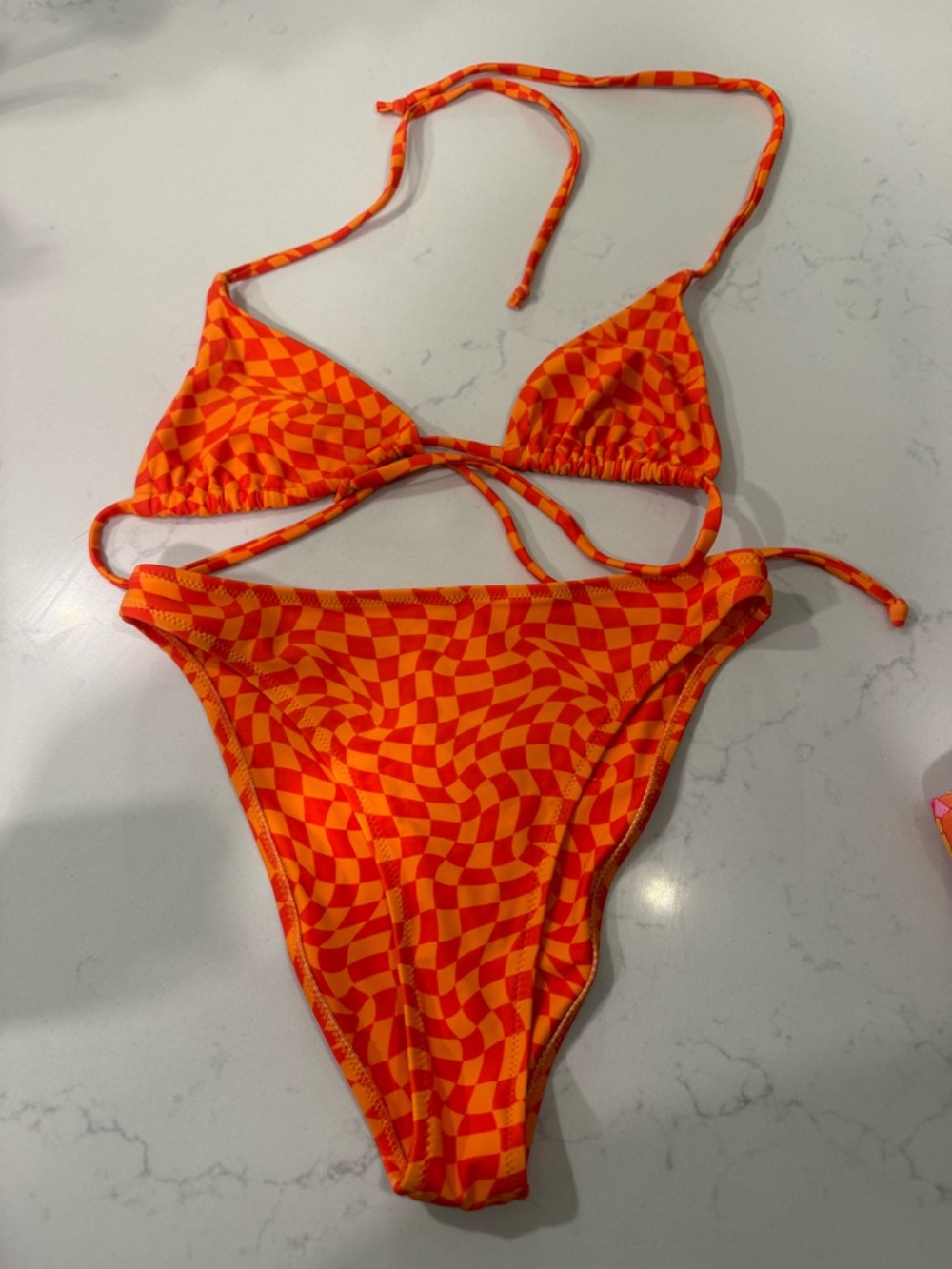 Orange Geometric String Bikini - Women